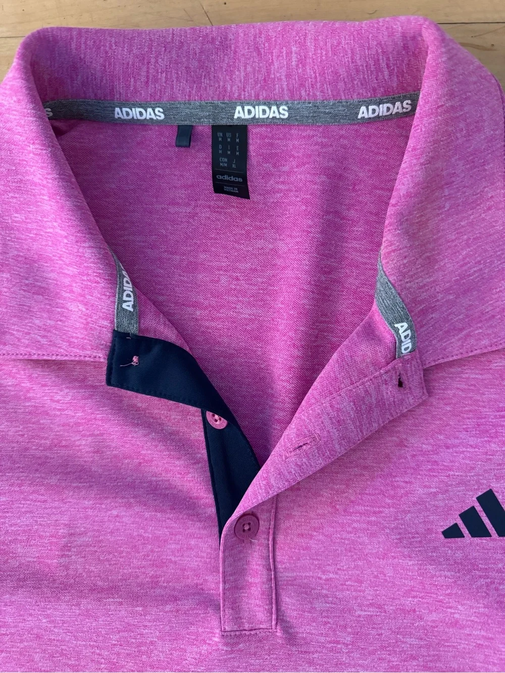 adidas Men’s Heather Pink Polo with Contrast Trim